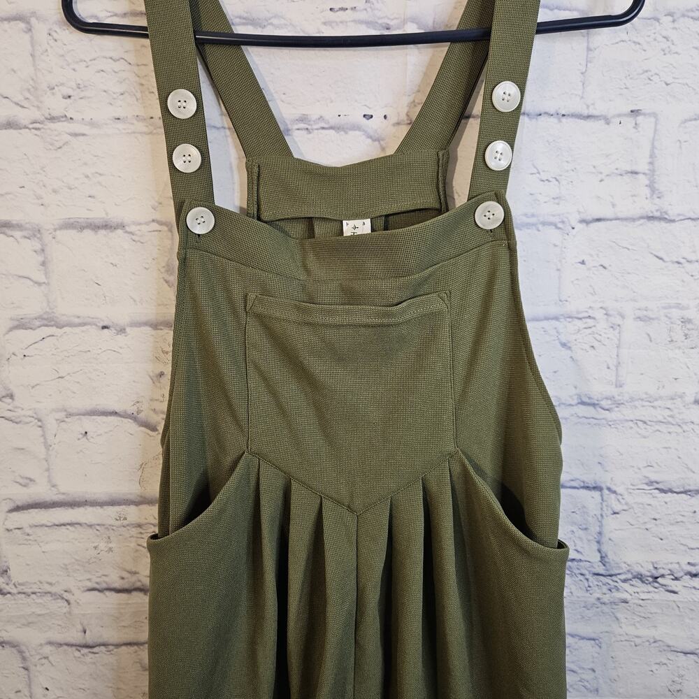 HALARA Flex Adjustable Straps Draped Overall Jumpsuit Olive Pockets Size Small - Picture 2 of 8